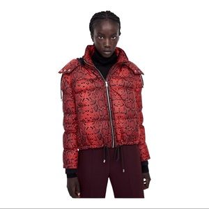 zara snakeskin puffer